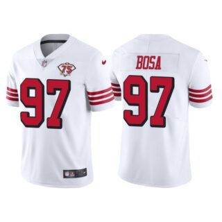 Men's San Francisco 49ers Nick Bosa 75th Anniversary Throwback Limited Jersey Stitched White