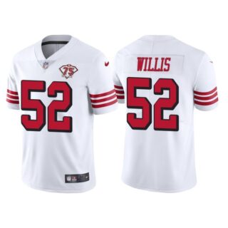 Men's San Francisco 49ers Patrick Willis 75th Anniversary Throwback Limited Jersey Stitched White