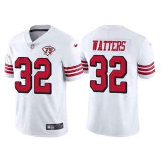 Men's San Francisco 49ers Ricky Watters 75th Anniversary Throwback Limited Jersey Stitched White