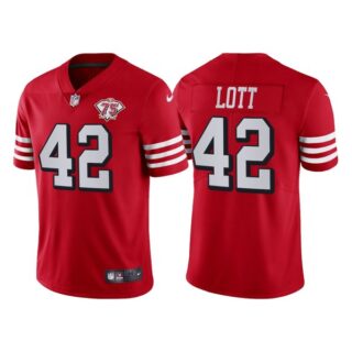 Men's San Francisco 49ers Ronnie Lott 75th Anniversary Throwback Limited Jersey Stitched Scarlet
