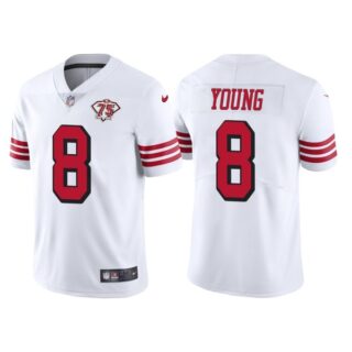 Men's San Francisco 49ers Steve Young 75th Anniversary Throwback Limited Jersey Stitched White
