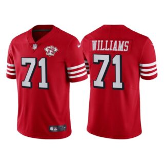 Men's San Francisco 49ers Trent Williams 75th Anniversary Throwback Limited Jersey Stitched Scarlet