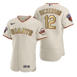 Men's #12 Alex Dickerson San Francisco Giants Flex Base Jersey Cream Gold WS
