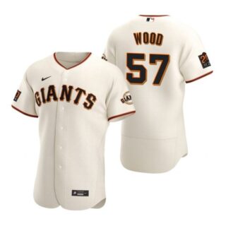 Men's #57 Alex Wood San Francisco Giants Flex Base Jersey Cream