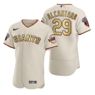 Men's #29 Arismendy Alcantara San Francisco Giants Cream Gold World Series Champions Jersey Cream Gold WS
