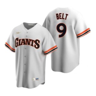 Men's #9 Brandon Belt San Francisco Giants Cool Base Jersey White Cooperstown