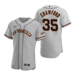 Men's #35 Brandon Crawford San Francisco Giants Flex Base Jersey Gray