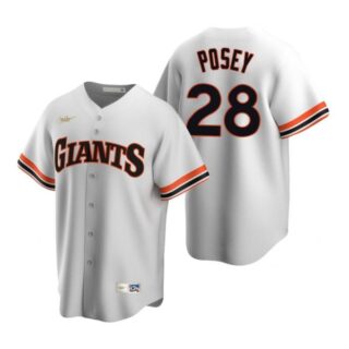 Men's #28 Buster Posey San Francisco Giants Cool Base Jersey White Cooperstown