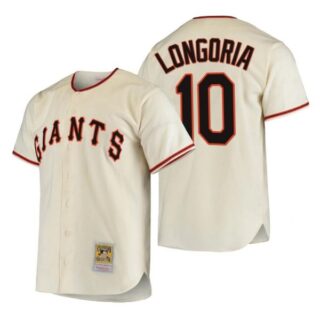 Men's #10 Evan Longoria San Francisco Giants Throwback Jersey Black,Cream