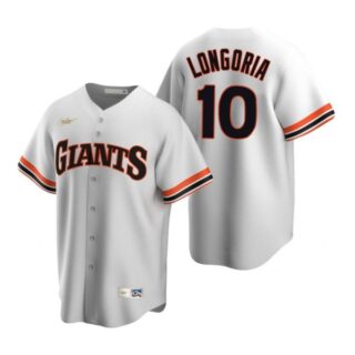 Men's #10 Evan Longoria San Francisco Giants Cool Base Jersey White Cooperstown