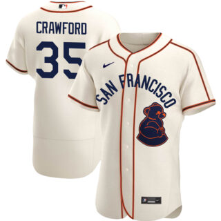 Men's Flex Base Brandon Crawford San Francisco Giants Sea Lions Throwback 1946 Home Cream Stitched Jersey