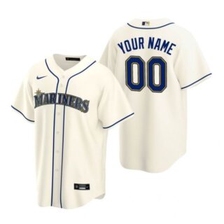 Men's Custom Seattle Mariners Cool Base Jersey Cream Cream