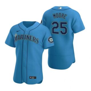 Men's Dylan Moore Seattle Mariners Flex Base Jersey Royal Royal