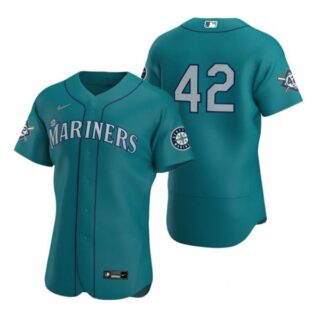 Men's Jackie Robinson Seattle Mariners Flex Base Jersey Aqua Aqua