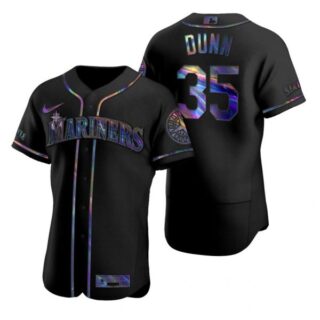 Men's Justin Dunn Seattle Mariners Flex Base Jersey White Black Holographic