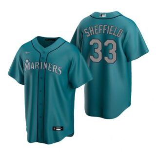 Men's Justus Sheffield Seattle Mariners Cool Base Jersey Gray Aqua