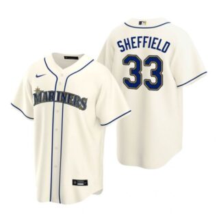 Men's Justus Sheffield Seattle Mariners Cool Base Jersey Gray Cream