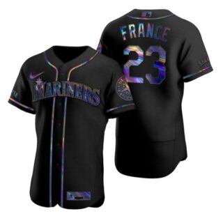 Men's Ty France Seattle Mariners Flex Base Jersey Royal Black Holographic