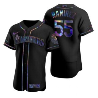 Men's Yohan Ramirez Seattle Mariners Flex Base Jersey Royal Black Holographic