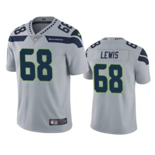 Men's #68 Damien Lewis Seattle Seahawks Limited Jersey Stitched Gray