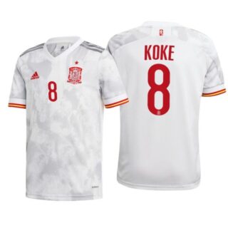 Men's Koke Spain National Soccer Team White Away Jersey