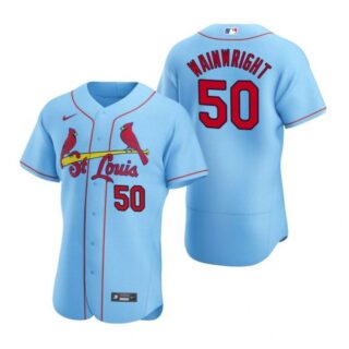 Men's Adam Wainwright St. Louis Cardinals Flex Base Jersey White WS Light Blue
