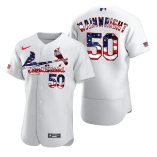 Men's Adam Wainwright St. Louis Cardinals Flex Base Jersey White WS White Stars