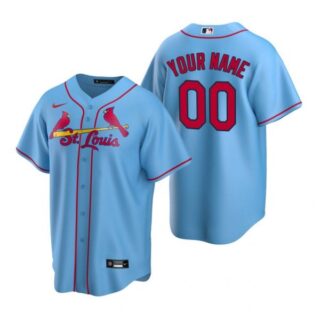 Men's Custom St. Louis Cardinals Cool Base Jersey Light Blue Light Blue