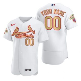 Men's Custom St. Louis Cardinals Flex Base Jersey White WS White WS