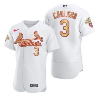 Men's Dylan Carlson St. Louis Cardinals Flex Base Jersey White WS White WS