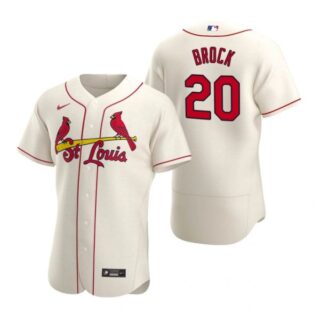 Men's Lou Brock St. Louis Cardinals Flex Base Jersey White WS Cream
