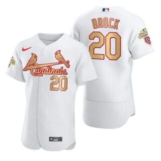 Men's Lou Brock St. Louis Cardinals Flex Base Jersey White WS White WS