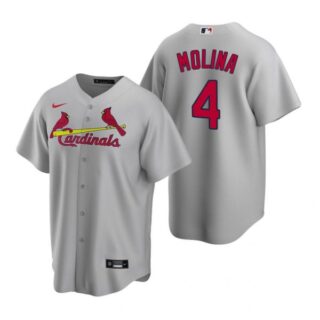 Men's Yadier Molina St. Louis Cardinals Cool Base Jersey Gray Gray