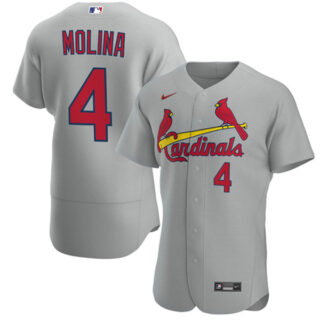Men's St. Louis Cardinals Yadier Molina Stitched Jersey - Gray