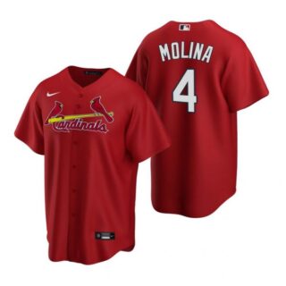 Men's Yadier Molina St. Louis Cardinals Cool Base Jersey Gray Red