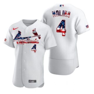 Men's Yadier Molina St. Louis Cardinals Flex Base Jersey White Golden White Stars