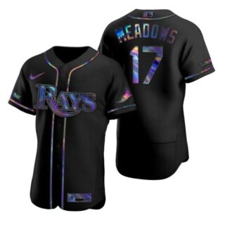 Men's Austin Meadows Tampa Bay Rays Flex Base Jersey Black Holographic Black Holographic
