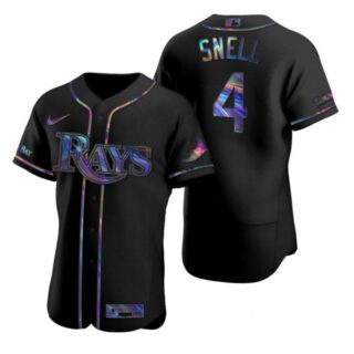 Men's Blake Snell Tampa Bay Rays Flex Base Jersey White Black Holographic