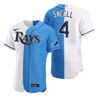 Men's Blake Snell Tampa Bay Rays Flex Base Jersey White White Blue