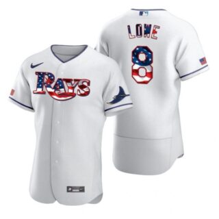 Men's Brandon Lowe Tampa Bay Rays Flex Base Jersey White Stars White Stars