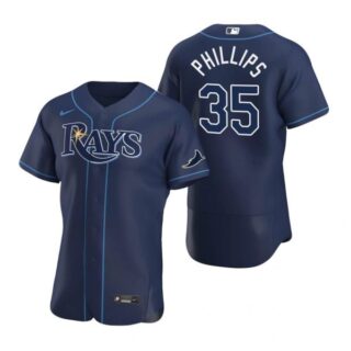 Men's Brett Phillips Tampa Bay Rays Flex Base Jersey White Navy