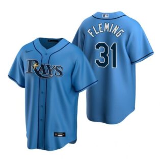 Men's Josh Fleming Tampa Bay Rays Cool Base Jersey White Gray,Light Blue