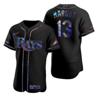 Men's Manuel Margot Tampa Bay Rays Flex Base Jersey Black Holographic Black Holographic