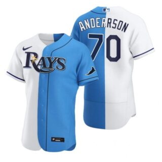 Men's Nick Anderson Tampa Bay Rays Flex Base Jersey Black Holographic White Blue