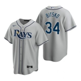Men's Nick Bitsko Tampa Bay Rays Cool Base Jersey White Gray