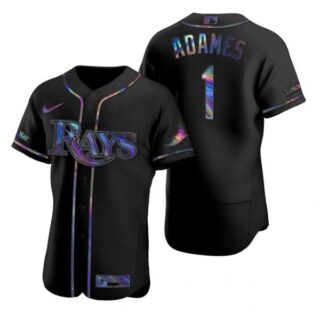 Men's Willy Adames Tampa Bay Rays Flex Base Jersey White Blue Black Holographic