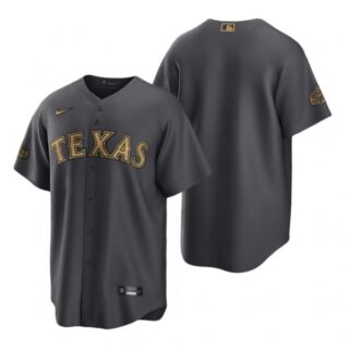 Men's Cool Base Texas Rangers 2022 MLB All-Star Game Charcoal Black Stitched Jersey