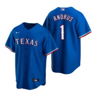Men's Elvis Andrus Texas Rangers Cool Base Jersey Gray Royal