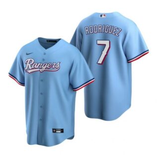 Men's Ivan Rodriguez Texas Rangers Cool Base Jersey Gray Light Blue