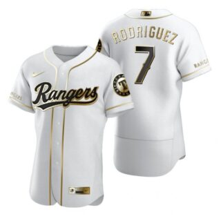 Men's Ivan Rodriguez Texas Rangers Flex Base Jersey White Golden White Golden